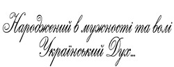 Свідоцтво торговельну марку № 301074 (заявка m201826657): ...; народжений в мужності та волі український дух…