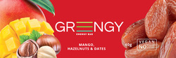 Заявка на торговельну марку № m202300131: no sugar added; 40g; vegan; mango, hazelnuts & dates; energy bar; greеngy; grengy