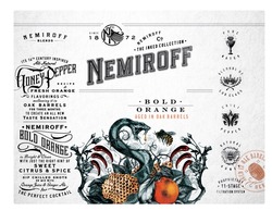 Свідоцтво торговельну марку № 293162 (заявка m201908176): nemiroff blends; since 1872; nemiroff co.; the inked collection; its 16th century inspired; all-natural; all natural; honey pepper; recipe; fresh orange; flavorings; mellowing it in oak barrels for three months to create an all new taste sensation; bold orange; in bright clean with just the right hint of sweet citrus&spice; citrus spice; bip chilled shots or mie with orange juice&ginger ale; the perfect cocktail; aged in oak barrels; pure water; alcohol of lux class; natural honey; proprietery 11-stage filtration system; chilt pepper