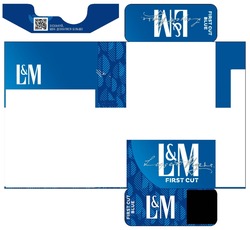 Заявка на торговельну марку № m202517575: first cut blue; зіскануй, щоб дізнатися більше; liggett myers; lm; l&m