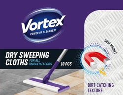 Заявка на торговельну марку № m202603516: dirt-catching texture; dust magnet; for all finished floors 10 pcs; dry sweeping for cloth; dry sweeping for cloth; vortex power of cleanness