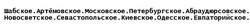Заявка на торговельну марку № m201926152: шабское артёмовское московское петербургское абраудюрсовское новосветское севастопольское киевское одесское евпаторийское