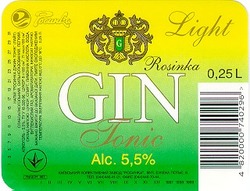 Свідоцтво торговельну марку № 18158 (заявка 97030819): gin tonic; rosinka; росинка