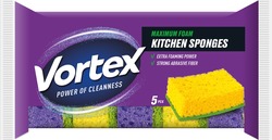 Заявка на торговельну марку № m202603524: 5 pcs; strong abrasive fiber; extra foaming power; kitchen sponges; maximum foam; vortex power of cleanness