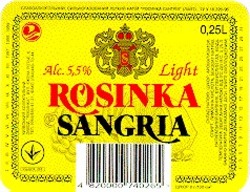 Свідоцтво торговельну марку № 18159 (заявка 97030820): ROSINKA SANGRIA; rosinka; sangria