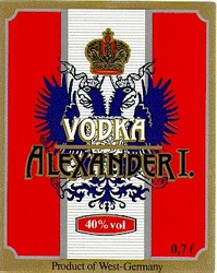 Заявка на торговельну марку № 94051621: alexander I vodka