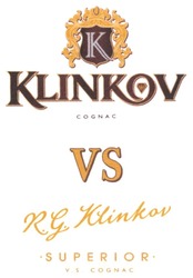 Заявка на торговельну марку № m201917423: vs; r.g.klinkov; rg; superior; cognac; к; о