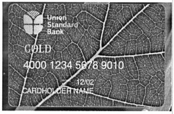 Заявка на торговельну марку № m201418126: union standard bank; 4000 1234 5678 9010; card holder name; gold