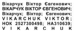 Заявка на торговельну марку № m202601168: на; hok; ha 310639; нок 2527300498; vikarchuk viktor; вікарчук віктор євгенович