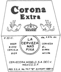Свідоцтво торговельну марку № 48645 (заявка 20021210464): corona; extra; la; cerveza; mas; fina