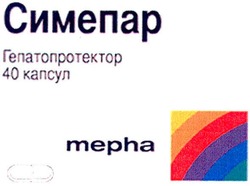 Заявка на торговельну марку № m200602788: симепар; mepha; гепатопротектор; 40 капсул