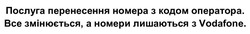 Заявка на торговельну марку № m202416027: bce; послуга перенесення номера з кодом оператора. все змінюється, а номери лишаються з vodafone