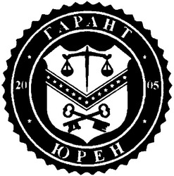 Свідоцтво торговельну марку № 84863 (заявка m200609828): гарант; юрен; 20; 05