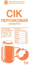 Заявка на торговельну марку № 2004010510: миколаївський завод дитячого харчування; сік; персиковий; з м'якоттю; cik