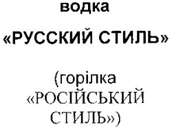 Заявка на торговельну марку № 2003066745: водка; русский стиль; горілка; російський стиль