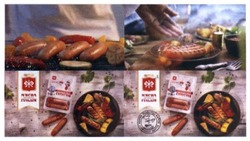 Заявка на торговельну марку № m201716452: майстри смачного життя; м'ясна житомирська гільдія; мясна; сосиски з шинкою та сулугуні