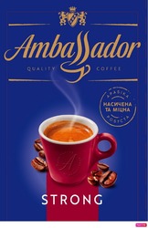 Заявка на торговельну марку № m202026473: ambassador; quality coffee; strong; indulgence in perfection; арабіка робуста; насичена та міцна