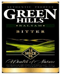 Заявка на торговельну марку № m201718208: green hills; balsam bitter; authentic product; wealth of nature; 18since96; 1896