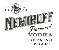 Заявка на торговельну марку № m202114814: burning; flavoured; nemiroff; pear; since ukr 1872; vodka