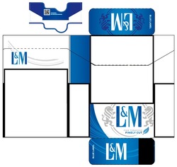 Заявка на торговельну марку № m202410334: l&m; зроблено на власній фабриці; fine tobaccos finely cut; liggett myers; blue label; lm