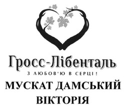 Заявка на торговельну марку № m202422418: мускат дамський вікторія; любовю; гросс лібенталь; гросс-лібенталь з любов'ю в серці!