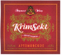 Свідоцтво торговельну марку № 74260 (заявка m200506462): aw; artyomousk; winery; founded in 1950; krimsekt; krim sekt; полусладкое; артемовское