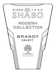 Заявка на торговельну марку № m202103396: since 1822; shabo; modern collection; brandy select; made in ukraine; ee; ее