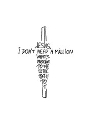 Заявка на торговельну марку № m202416084: whats; i dont; jesus, i don't need a million what's important to me is the path to it