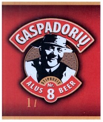 Заявка на торговельну марку № m201725395: gaspadoriu; stiprusis alus nr.8 beer; 1l
