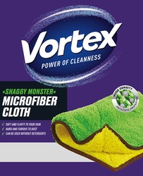 Заявка на торговельну марку № m202603510: antistatic properties; huge density; can be used without detergents; hard and furious to dust; soft and fluffy to your skin; microfiber cloth; shaggy monster; vortex power of cleanness