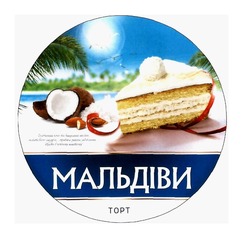 Свідоцтво торговельну марку № 316218 (заявка m201926157): мальдіви; торт