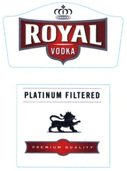 Свідоцтво торговельну марку № 207404 (заявка m201402189): royal vodka; platinum filtered; premium quality