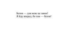 Заявка на торговельну марку № m202509618: я йду вперед, бо там - бетон!; бетон - для мене це закон!