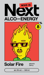 Заявка на торговельну марку № m202413020: alc. 8% vol.-500 ml; atomic berry; solar fire; who is next alco-energy